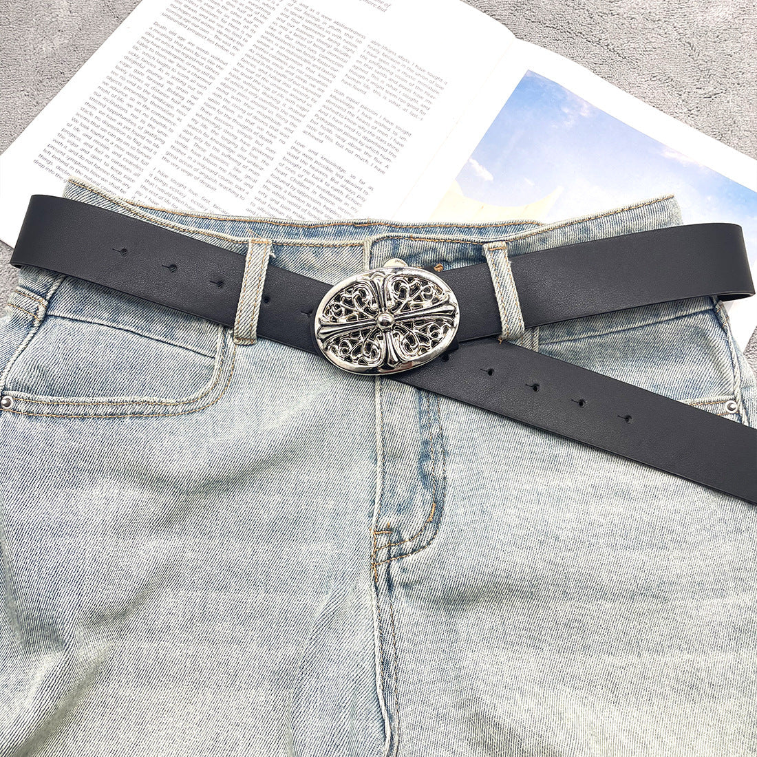 Chh Chrome Heart Belt Cross Leather Casual Versatile